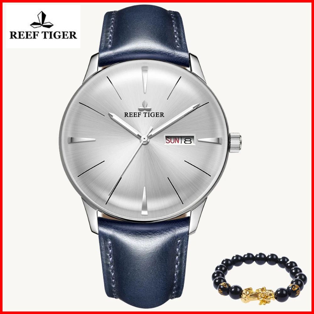 

2019 New Reef Tiger/RT Dress Watches for Men Leather Waterproof Mechanical Automatic Diver Watch Relogio Masculino RGA8238