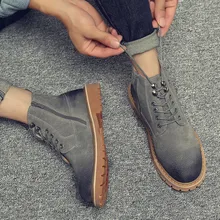 Men Boots Genuine Leather Autumn Winter Ankle Boots Fashion Footwear Lace Up Shoes Men High Quality Vintage Men Winter Shoes uexia leather men boots autumn casual flats ankle boots fashion footwear lace up shoes men high quality vintage men shoes dress