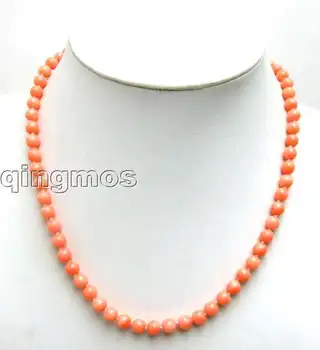

SALE small 6-7mm Nature High quality perfect round Pink Coral 18" Necklace-nec4107 wholesale/retail Free shipping