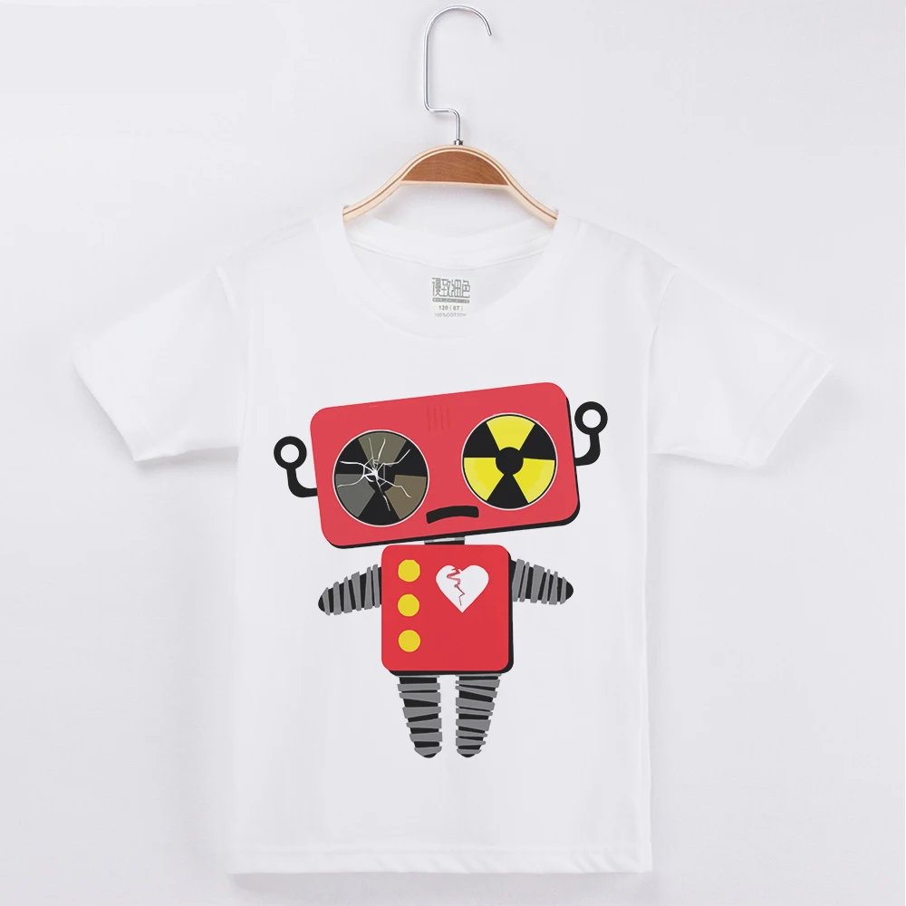 

Newest Child Fashion Cotton Short Sleeve Funny Dog Robot Printed T-Shirts Boys Tshirts Hipster O Neck Kids Basic Tops T Shirt
