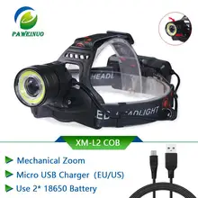 COB XM L2 фары Светодиодная Вспышка светильник зарядка USB зум головной светильник водонепроницаемый налобный фонарь лампа для кемпинга и походов рыбалки охоты светильник использовать 18650