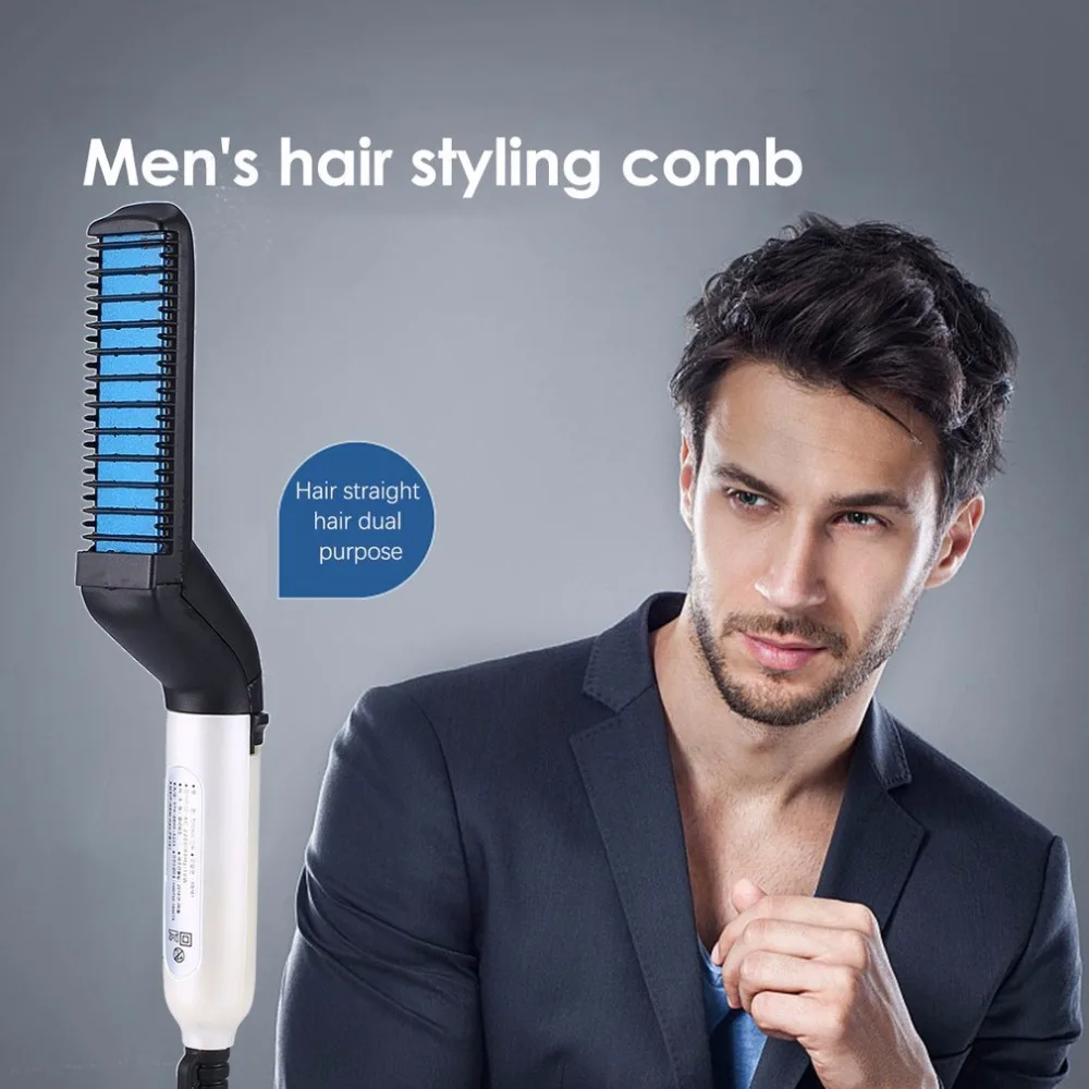 Многофункциональный мужской гребень для волос, быстрый выпрямитель для бороды, щипцы для завивки волос, инструмент для укладки волос