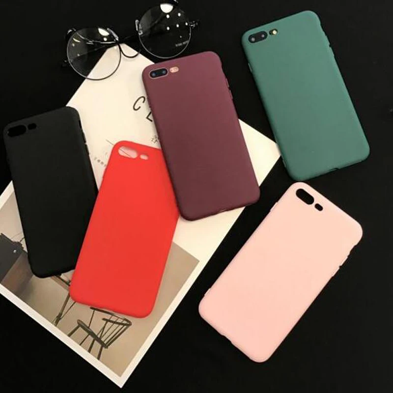 Чехол для iphone 6 Матовый телефон случае на 5s 7 6s 8 PLUS X XS Дело ТПУ простой сплошной