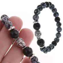 2016 Men’s Women’s Fashion Jewelry 8mm Tibet Silver Buddha Bead Chain Bracelet