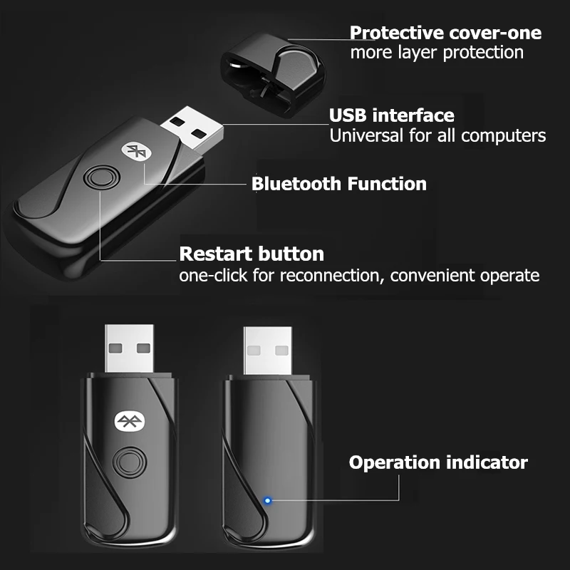 Binful Bluetooth Adapter USB Dongle for Computer PC Wireless Headset Bluetooth Speaker 4.2 Music Receiver USB Bluetooth Adapter