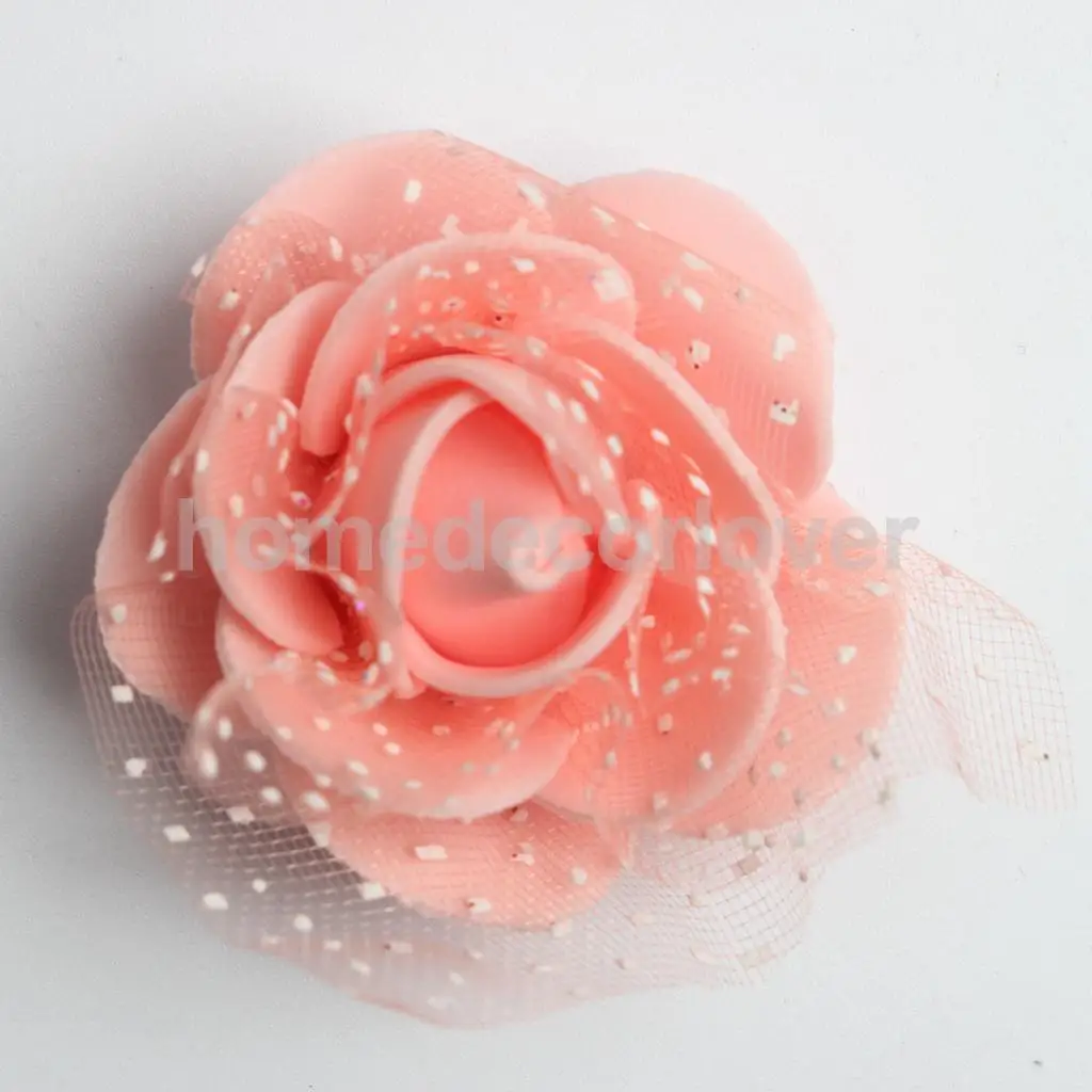 50 Pieces Many Color Mini Artificial Foam Mesh Rose Flower Heads Embellishment for Wedding Crafts 4cm
