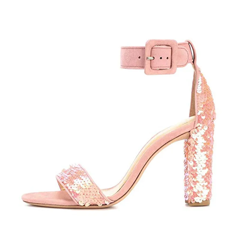 

ARQA Summer new sequined women's shoes with open toes and buckled beach sandals with thick heels and high heels