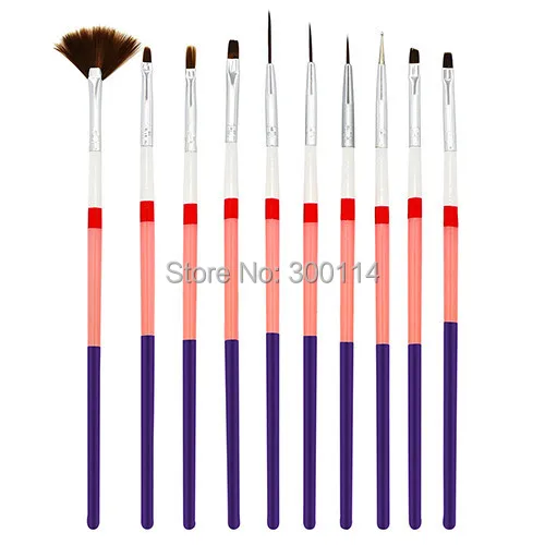 Atacado Novo Excelente Unha Art Pen 5 Cores Gel Acrílico Pintura Polish Drawing Escova Manicure Escovas 100 Conjuntos 10 Pcs 8 Polish Pen Drawing escova Manicure escovas 100 conjuntos