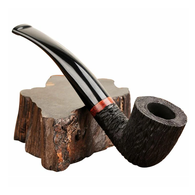 

Wooden Pipes for Smoking Cigar Briar Wood Bent Type Pipe Carving Pipes Smoke Tobacco Cigarettes Filter Dismountable Handle Pipe