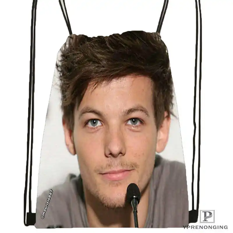Drawstring Backpack Custom Луи Томлинсон походная сумка на шнурке Cute Daypack Kids Satchel(черная спина) 31x40 cm#180531-02-39 - Цвет: Drawstring Backpack