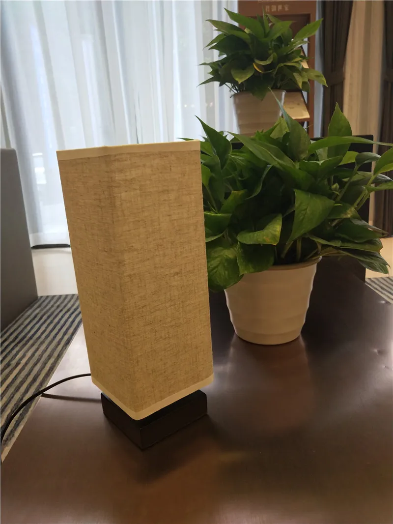 Candeeiros de Mesa Conduziu a Luz da Mesa Nordic Moderno Simples Linho Madeira Maciça Quarto Estilo Chinês Japonês Estudo Sala Estar Luzes 7 Luminárias de mesa