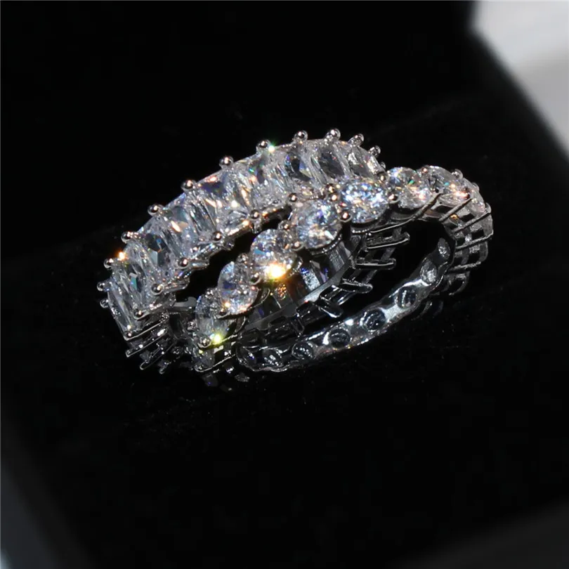 

Luxury 925 SILVER PAVE SETTING FULL SQUARE Diamant CZ ETERNITY BAND ENGAGEMENT WEDDING Stone Rings finger Size 5,6,7,8,9,10