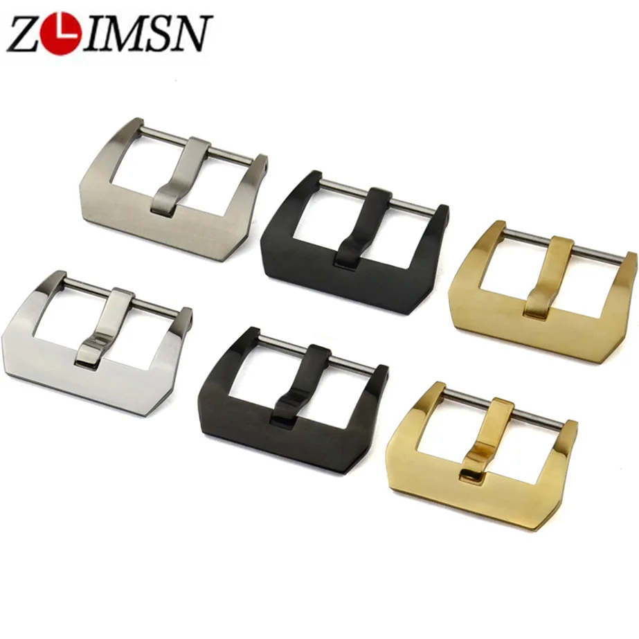 

18 20 22 24 26mm NEW SS Silver Black Rose Gold Screw-in Watch Band Strap Brushed Buckle