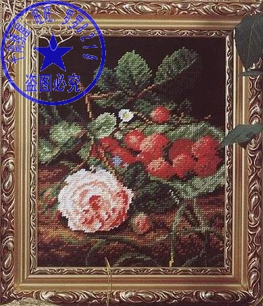 cs-2652 Cross Stitch Kit Rose and Red Fruit Cherry Berry Strawberry Raspberry