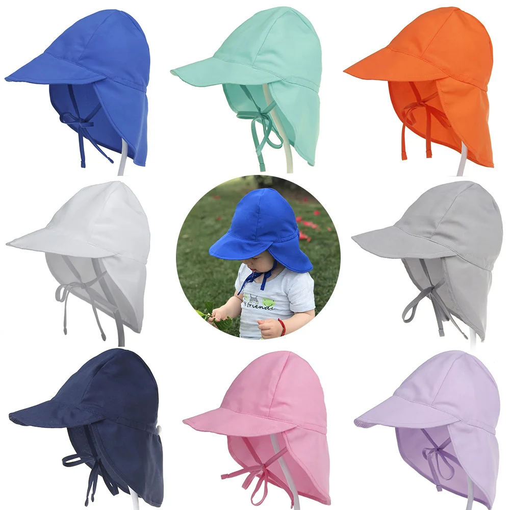 

New Fashion Summer Kids Straw Hats Children Outdoor Neck Ear Cover Anti UV Protection Beach Caps Kids Infant Accessories