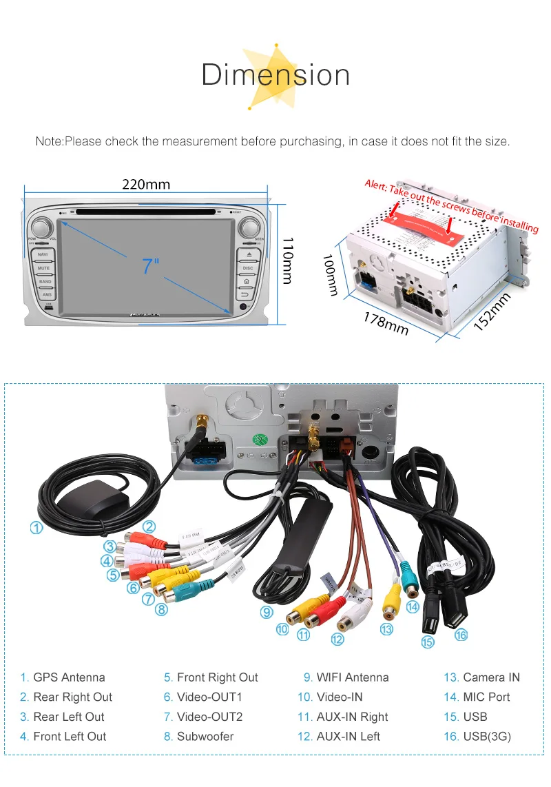 Perfect Pumpkin2 Din 7"Android 8.0 Car DVD Player GPS Navigation Qcta-Core 4G RAM Car Stereo For Ford Focus/Mondeo Wifi 4G OBD2 Headunit 22