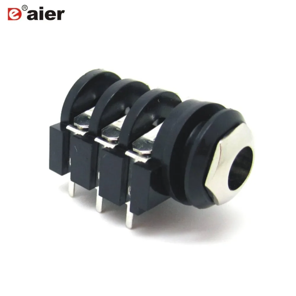 

100PCS PJ-644C plastic audio stereo 1/4'' Jack with metal ring PCB terminals