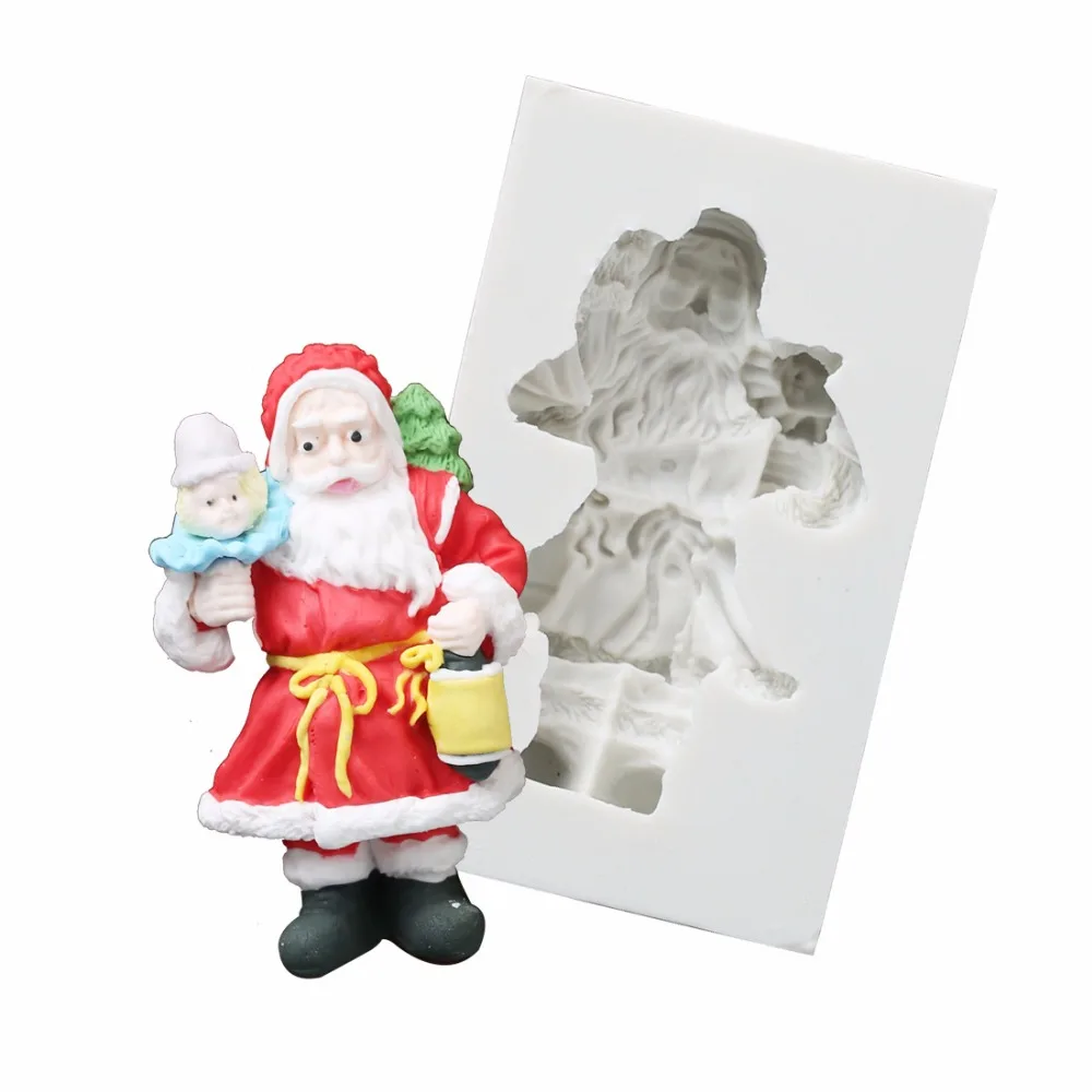 Christmas Fondant Cake mold Silicone Mould Santa Claus fondant molds