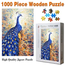 Синий павлин Лидер продаж Puzzle игрушки деревянные головоломки 1000/1500 штук Картина маслом "синий павлин" Пазлы для взрослых
