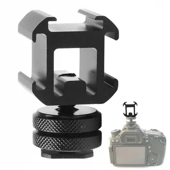 

Three Head Extend Port Connect Microphone Use Metal Practical On Camera Mount Hot Shoe Base Set Smooth Adapter For Video Light