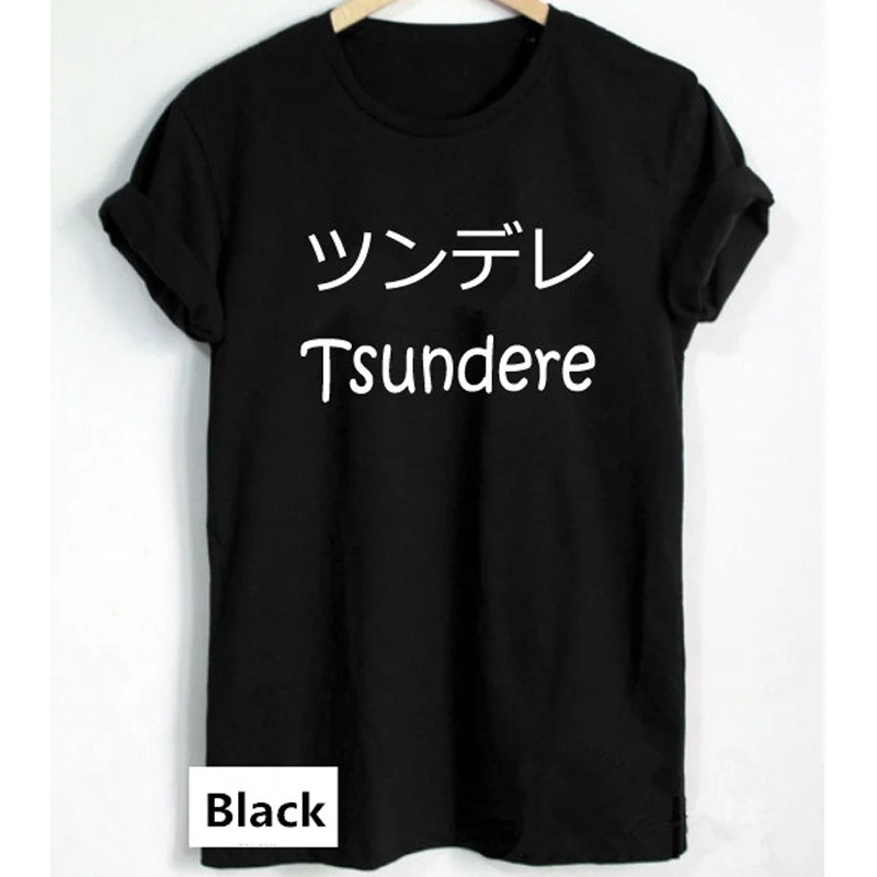 Женская футболка Tsundere с японским Аниме Манга Отаку буквенным принтом