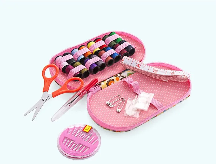 Портативные мини дорожные швейные наборы коробка с цветной резьба иглы булавка и ножницы швейный набор с чехол для дома инструменты DIY ручной работы инструмент