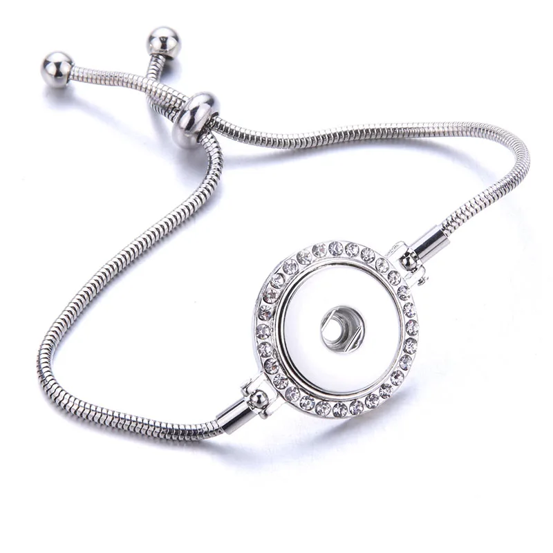 Новые модные регулируемые браслеты-цепочки, металлический браслет с защелкой, подходит для 18 мм/12 мм кнопки "сделай сам", ювелирные изделия для женщин