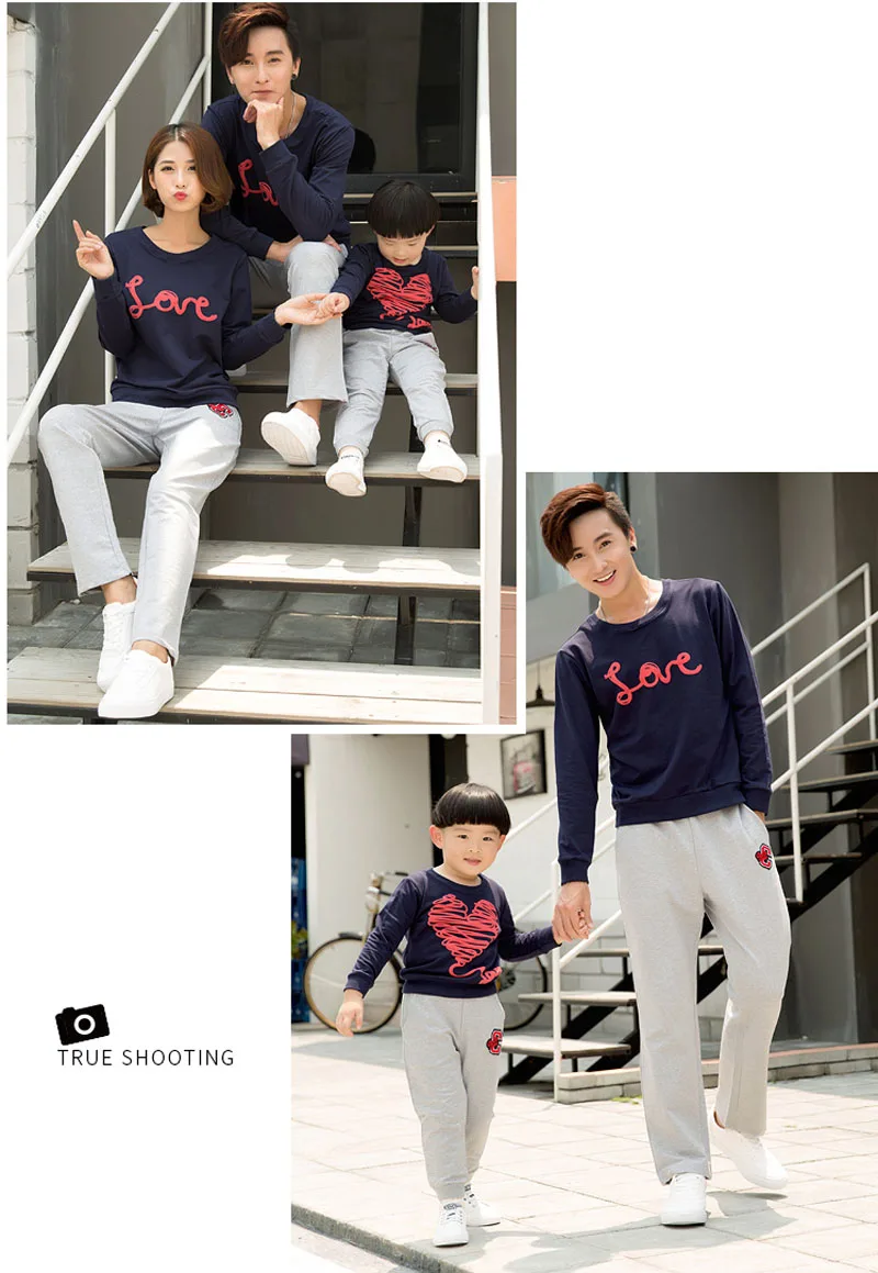 Top Family Clothing 2019 Autumn Mother Daughter Father Boy Clothes set Family Matching Outfits Cotton LOVE Shirt Pants Family Look 6