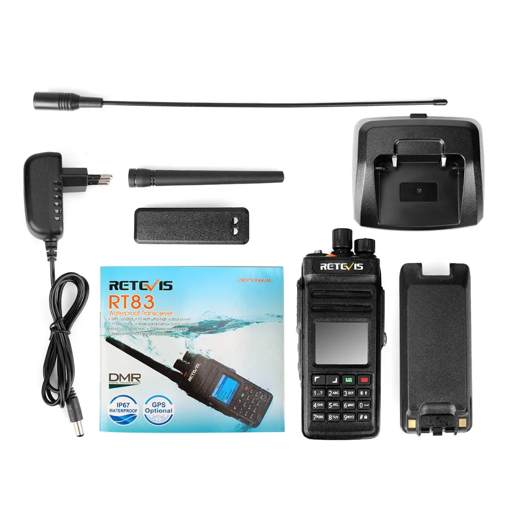 Портативная рация Retevis RT83 1 шт. высокомощная Цифровая радиостанция DMR (GPS) IP67