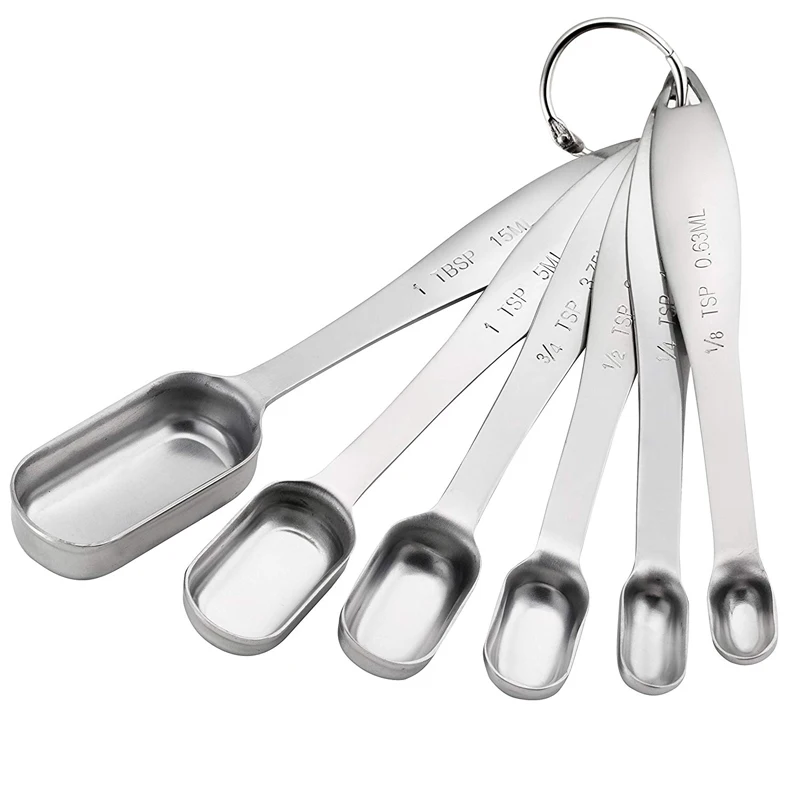 6Pcs Stainless Steel Measuring Spoons Narrow Measuring Teaspoon Set Measuring Cup Dry Liquid Spice Sugar Coffee Kitchen Scale (3)