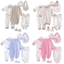 Хлопок Одежда для новорожденных Комплект брендовой одежды для маленьких мальчиков; Одежда для девочек в горошек нижнее белье для возраста 8 шт./компл. для детей 0-3 лет, M для малышей