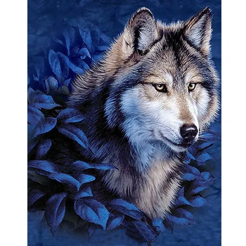 

NEW DIY Diamond Painting Animal Wolf Cross Stitch Mosaic diamond embroidery Needlework Full Round Rhinestone Home Gift