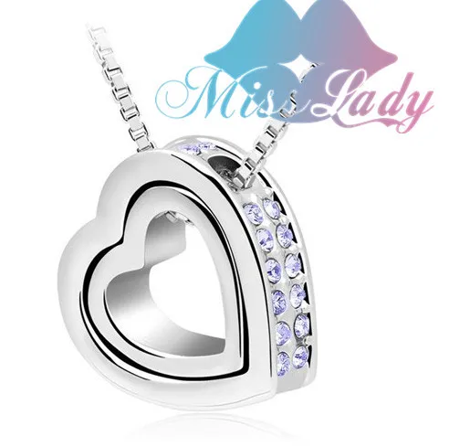 Miss Lady, День Святого Валентина, золотой цвет, австрийский кристалл, дизайн, женское сердце, подвеска, ожерелье, модное ювелирное изделие для женщин, MLY2891 - Окраска металла: Silver Violet