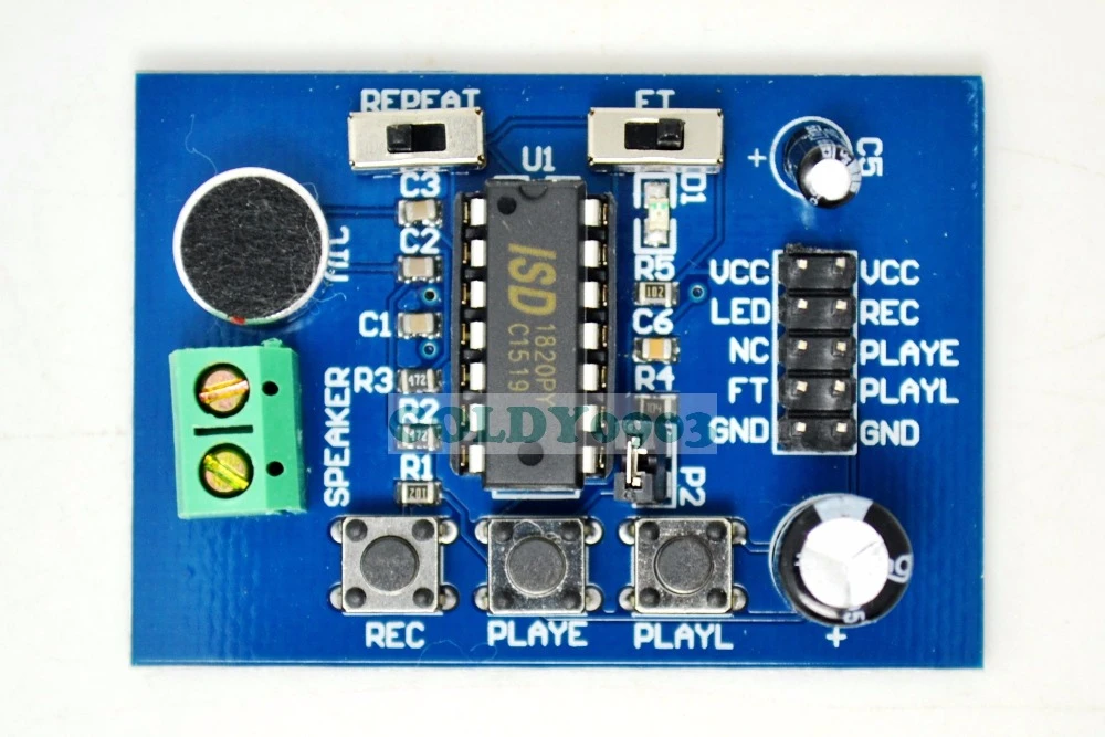 Blue Pcb Isd1820 Voice Board Voice Sound Recording Or Reproducing Module Sound Recording Pcb Bluesound Voice Aliexpress