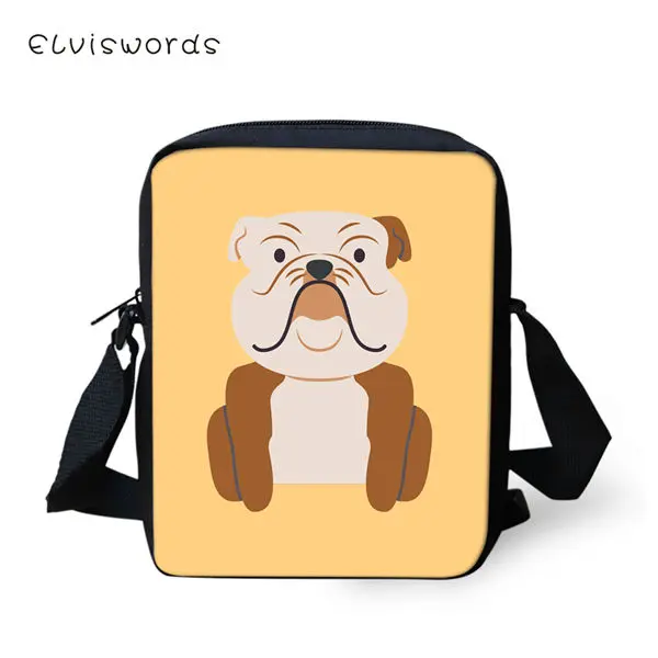 ELVISWORDS Flaps Messenger Bags Small Cute Women Bags Cartoon Bulldogs Print Pattern Girls Crossbody Bag Fashion Shoulder Purses - Цвет: CDWX2340E