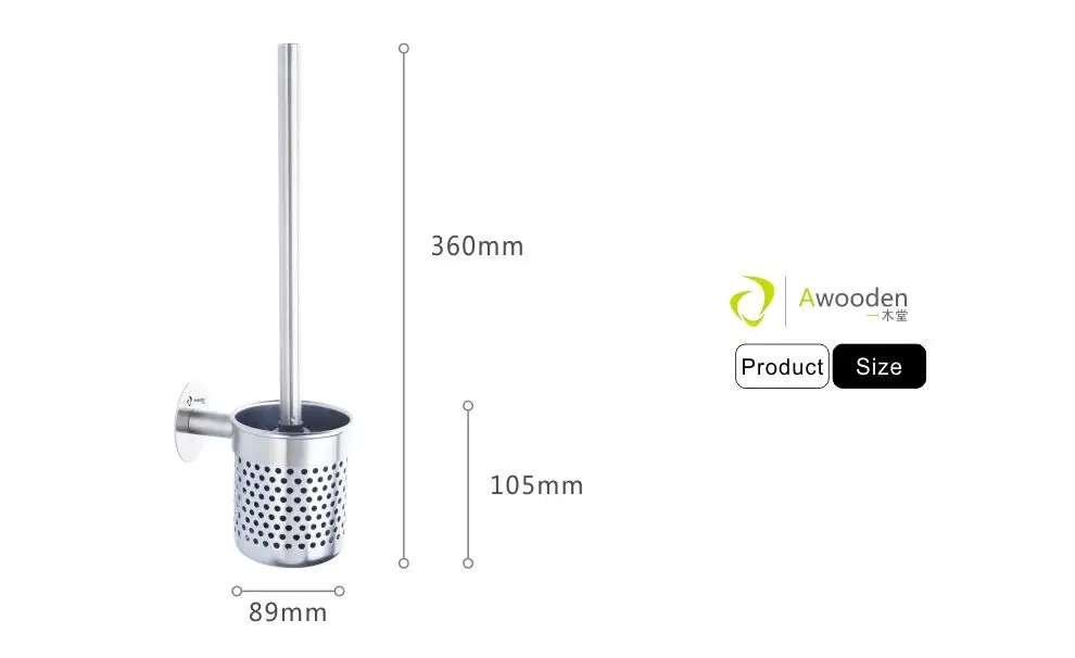 Awooden держатель для туалетной щетки настенный самоклеящийся из нержавеющей стали ванная комната Чистящая Щетка для туалета и держатель 1 комплект