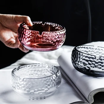 

Modern Glass ashtray circular Hammer stripe small ashtray decoration Fashion ashtrays Ash Tray home gadgets Gift smoking tray