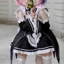 1 Unidades hot anime re: cero isekai kara hajimeru seikatsu ram rem cosplay dress fancy dress maid uniforme costo disfraces prop accesorio