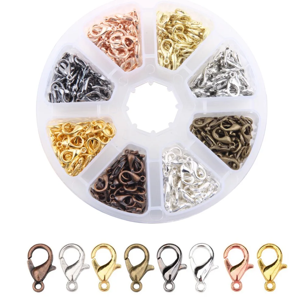 

400pcs Steel Nickel Free Metal Lobster Claw Clasps Hooks For Jewelry Making Findings Plastic Box Kits Components DIY Necklaces