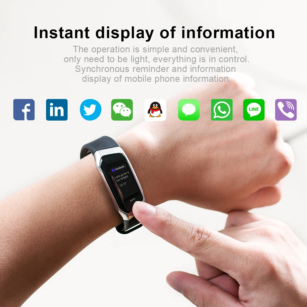  Vwar Smart Band IP67 Waterproof Wristband Blood Pressure Fitness Smart Bracelet Heart Rate Monitor  - 32872415030
