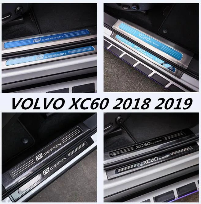 

NEW Stainless steel Door Sill Scuff Pedal bupmer Protector Guard Skid Plate For 18 19 VOLVO XC60 2018 2019 BY EMS
