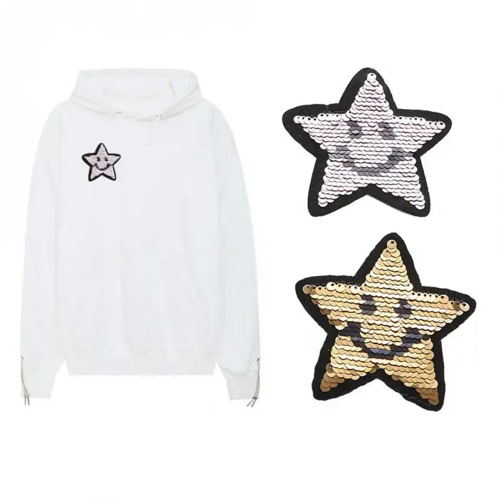 Lovely Change Color Sequins Patch Reversible Sew On Star Tower For Clothes DIY Clothing Coat Hogard JY24