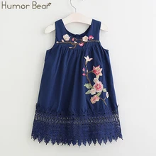 Humor Bear/платья для девочек; коллекция года; летняя стильная одежда для девочек; милое детское платье принцессы без рукавов с вышивкой