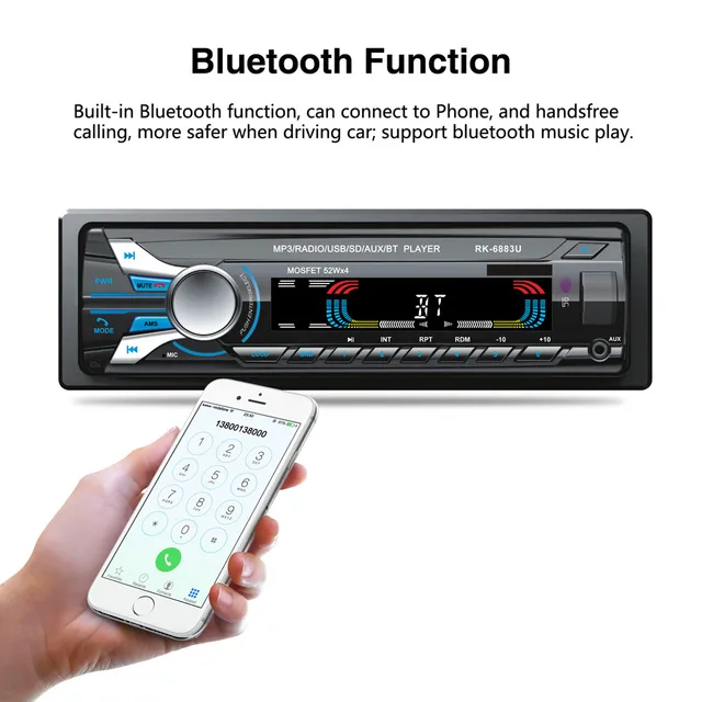 Bluetooth Universal Detachable Panel Car MP3 Player Car Audio Stereo FM