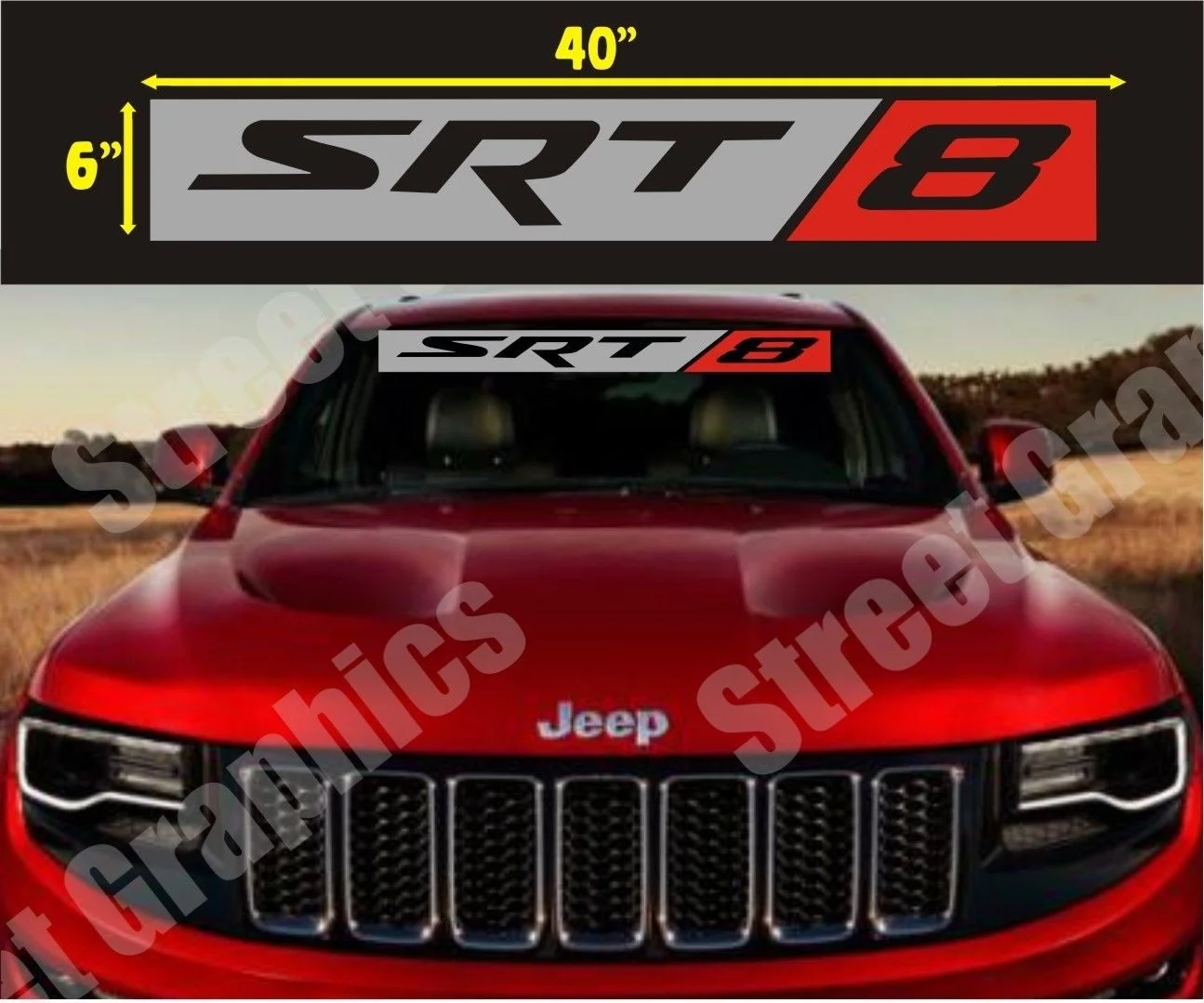 Виниловая наклейка на лобовое стекло SRT 8 Стайлинг автомобиля|Наклейки