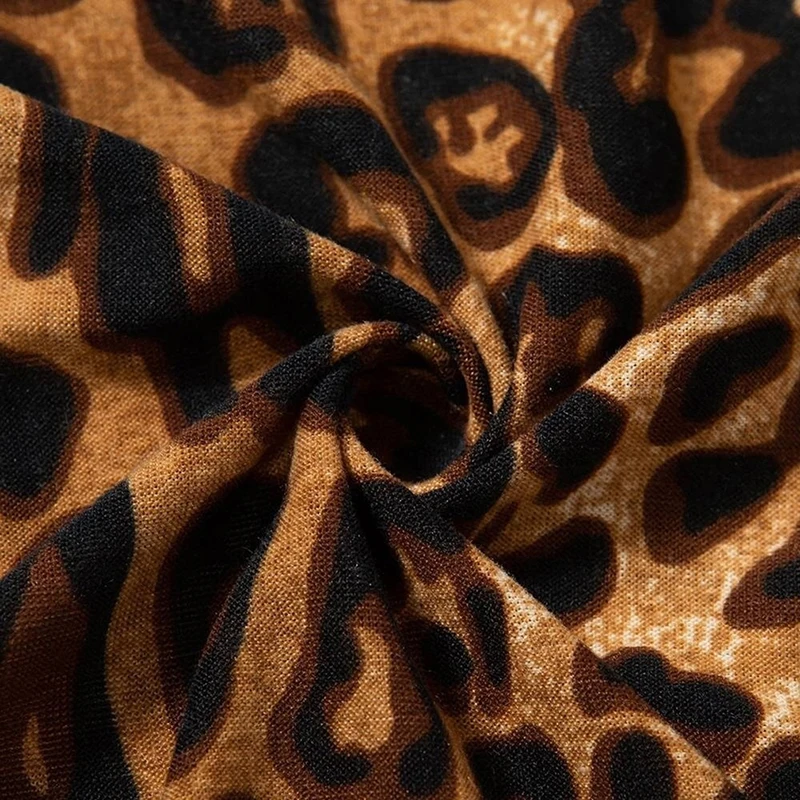 Пикантные леопардовым принтом водолазка Тощий Комбинезоны для женщин Лето 2019 г. рукавов Bodycon прозрачные комбинезоны для девочек