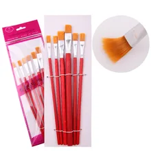 6 шт./партия, Студенческая гуашь для рисования акварелью, нейлоновая ручка, красная деревянная ручка, набор кистей для рисования, товары для рукоделия