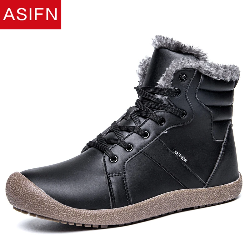 

ASIFN Men Winter Boots Male Fur Shoes Man Snow Ankle Waterproof Fur Tactical Shoes Chaussure Homme Big Size Casual