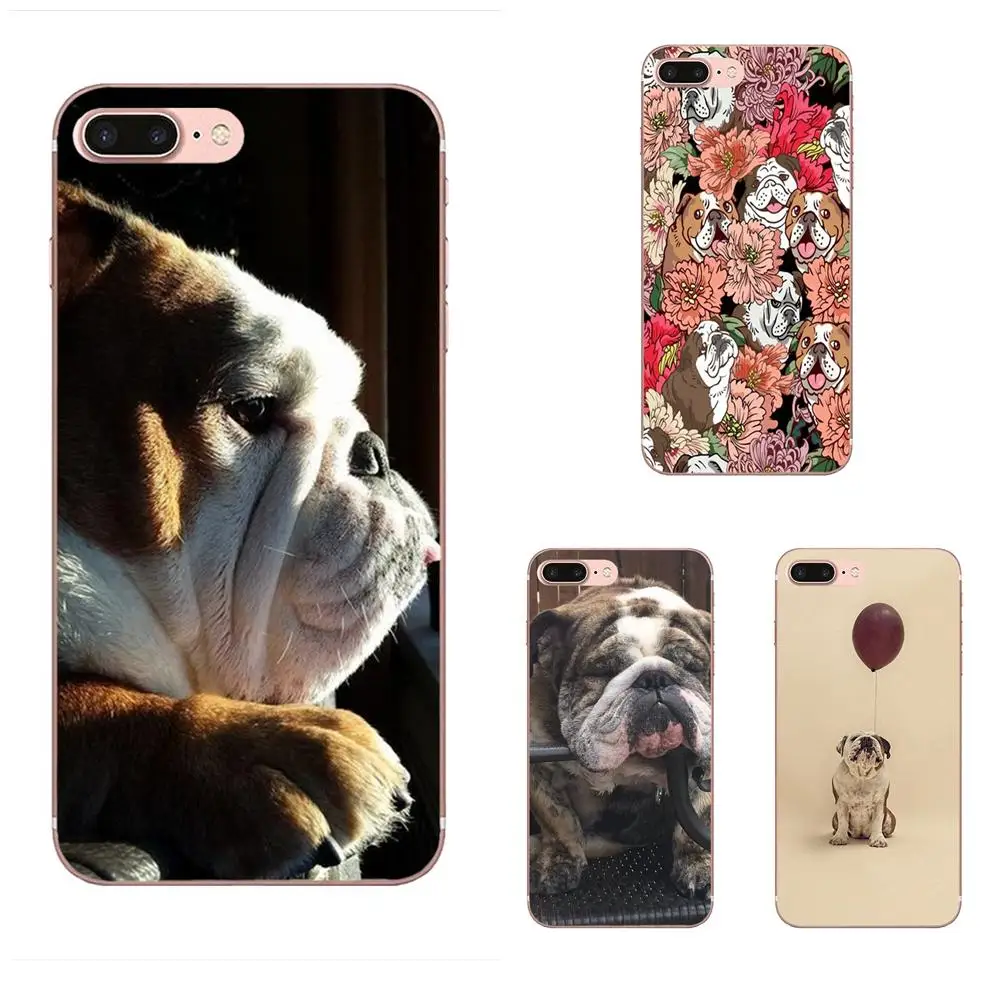 

For Apple iPhone X XS Max XR 4 4S 5 5C 5S SE 6 6S 7 8 Plus Soft TPU Case Cover Polynesian English Bulldog Art Painting Dog