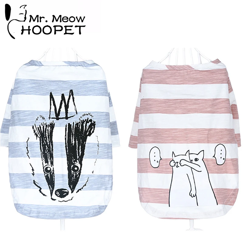 

Hoopet Pet Dog Cat Clothes Fashion Pet Clothes Spring Summer Short Shirt For Dog Cat Striped Cartoon